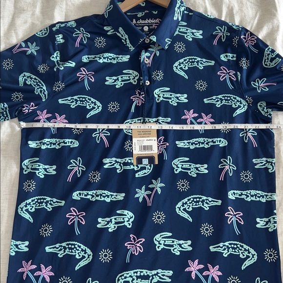 Chubbies Blue Polo Shirt with Tropical Print - Picture 7 of 8